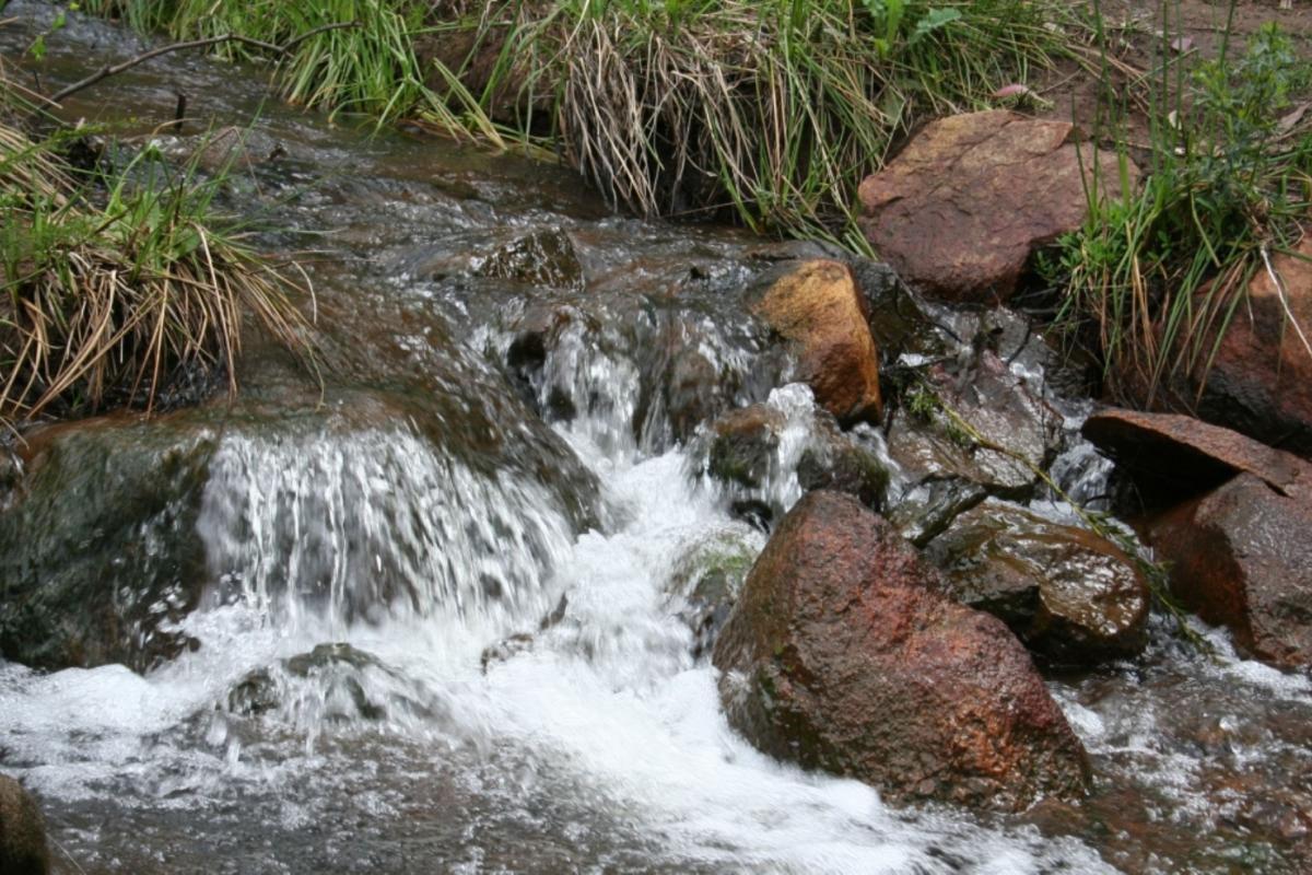 steam of water flowing over rocks