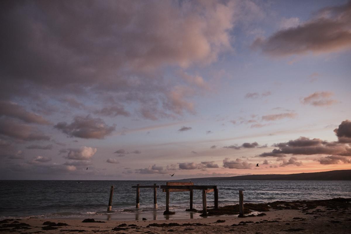 Sunset over on the beach at Hamelin Bay